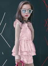Pista Green Colour Bavv Western Children Western Wear Khadi Cotton Top And Short Capri Girls Wear Collection Bavv 03